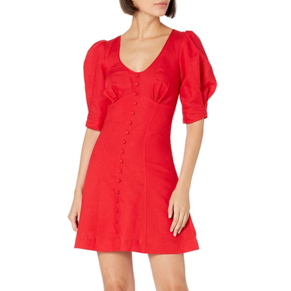 Parker Kierra Linen Red Mini Dress